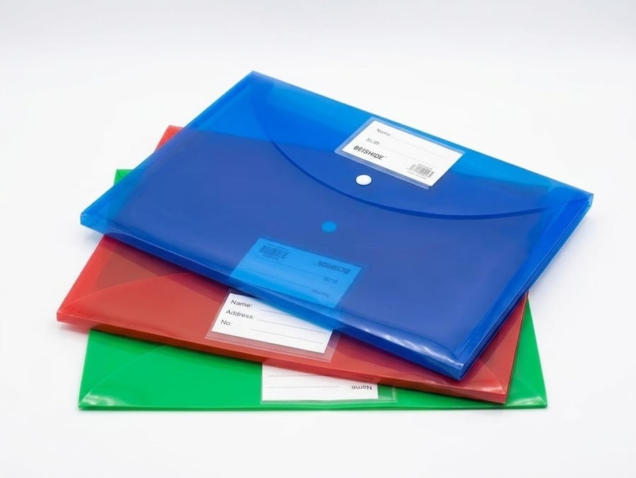منظم مستندات بلاستيكية شفافة بزر إغلاق (BEISHIDE Document Bag) –