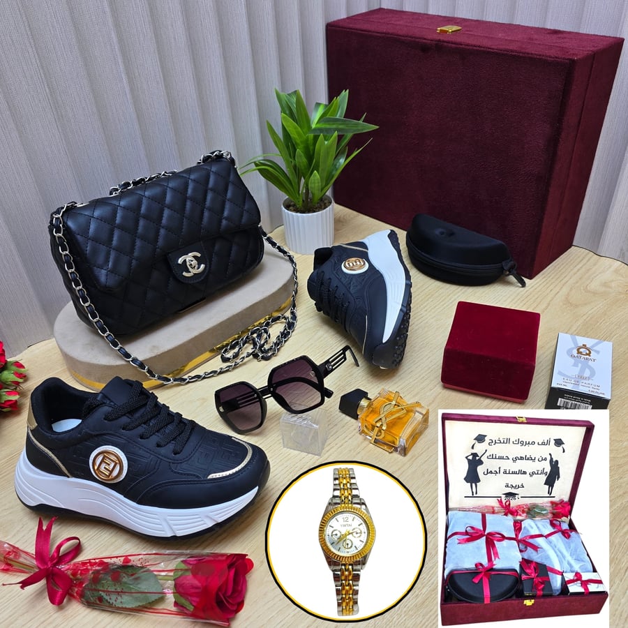 Elegant set, Chanel brand, high-quality leather material