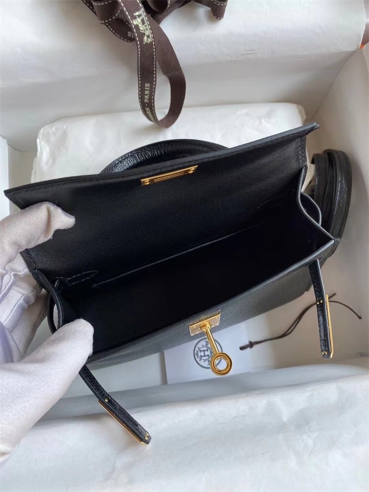 HERMES Kelly 19cm Mini Birkin Kidskin Leather Handbag
