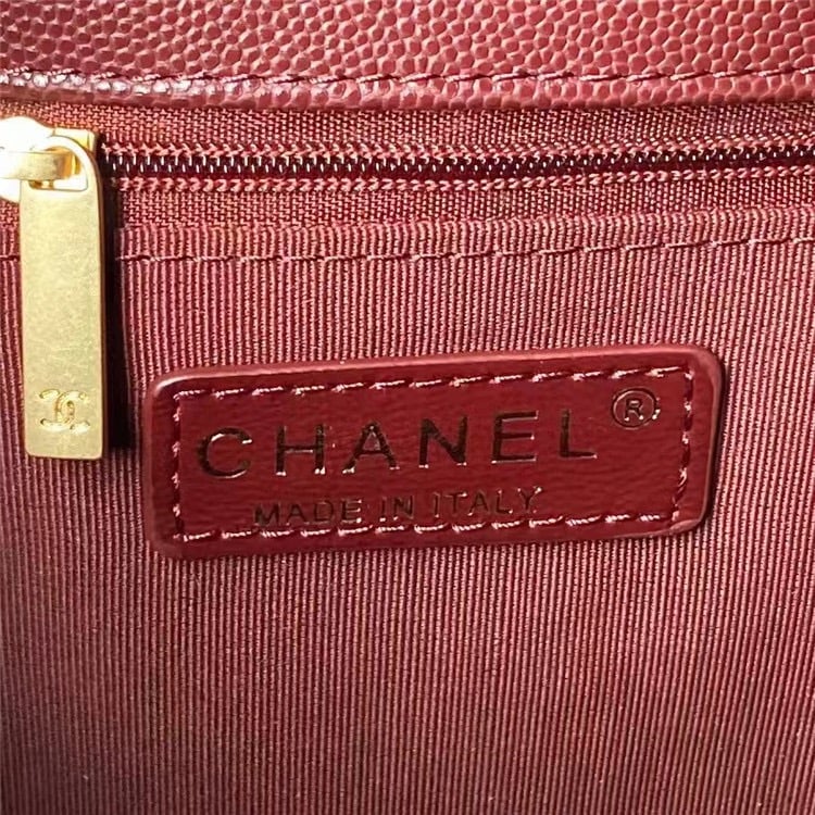 CHANEL Small Shopping Bag Grained Calfskin Gold Tone Metal