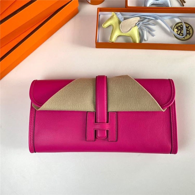 HERMES Jige Elan Epsom Real Leather Handbag