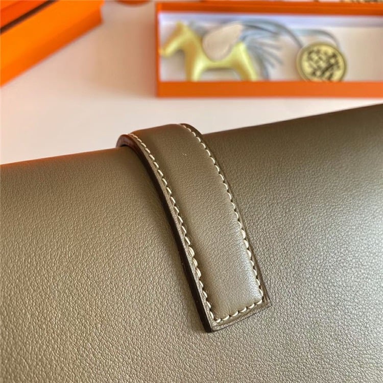HERMES Jige Elan Epsom Real Leather Handbag