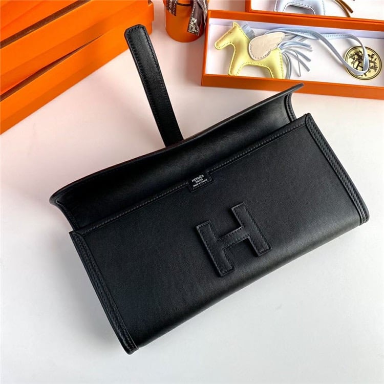 HERMES Jige Elan Epsom Real Leather Handbag