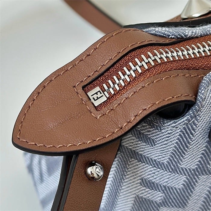 FENDI By The Way Soft Mini Blue Denim Effect Ff Jacquard Mini Bag