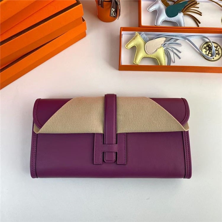 HERMES Jige Elan Epsom Real Leather Handbag