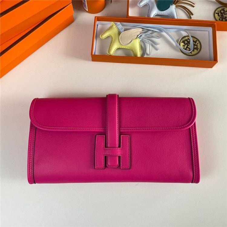 HERMES Jige Elan Epsom Real Leather Handbag
