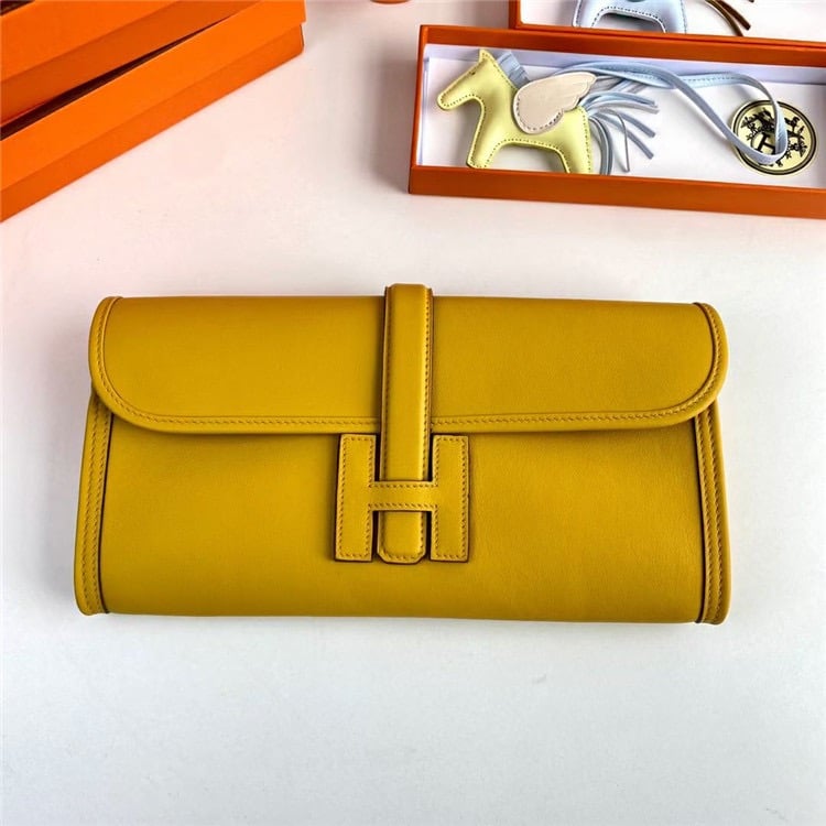 HERMES Jige Elan Epsom Real Leather Handbag