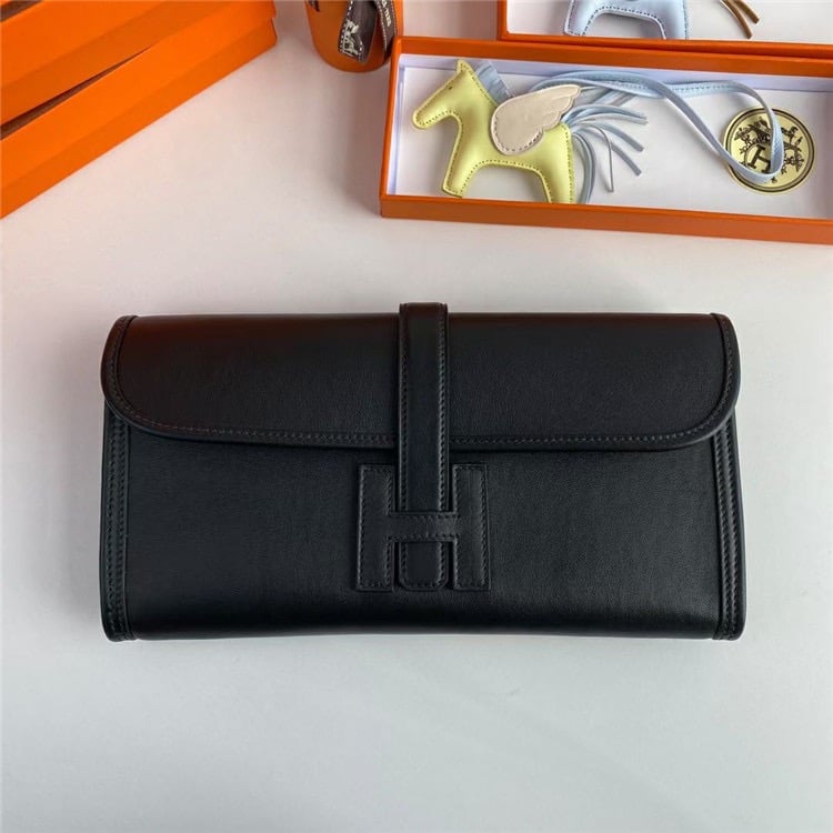 HERMES Jige Elan Epsom Real Leather Handbag