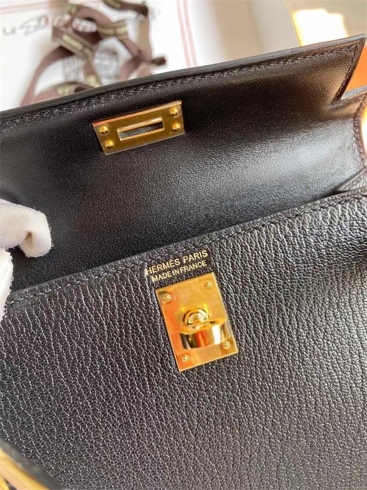 HERMES Kelly 19cm Mini Birkin Kidskin Leather Handbag