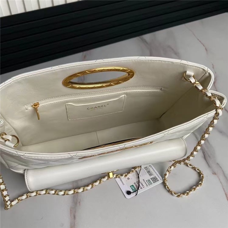 Chanel Small Shopping Bag Lambskin Gold Tone Metal