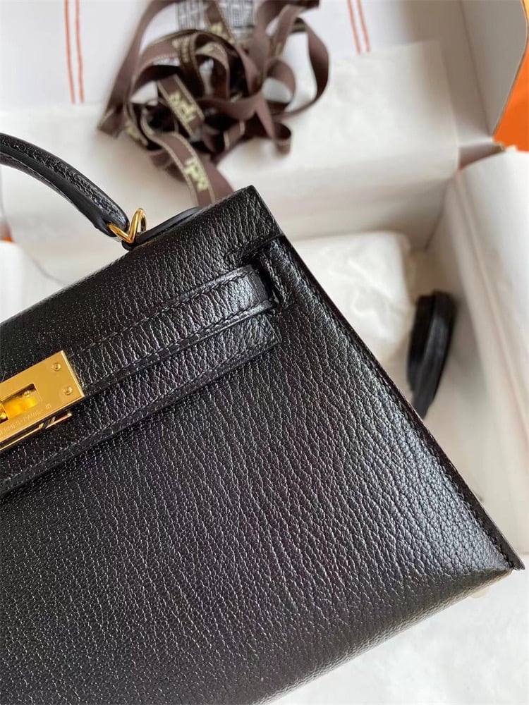 HERMES Kelly 19cm Mini Birkin Kidskin Leather Handbag