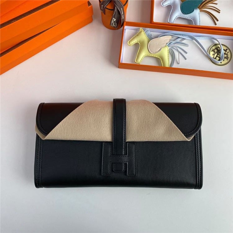 HERMES Jige Elan Epsom Real Leather Handbag
