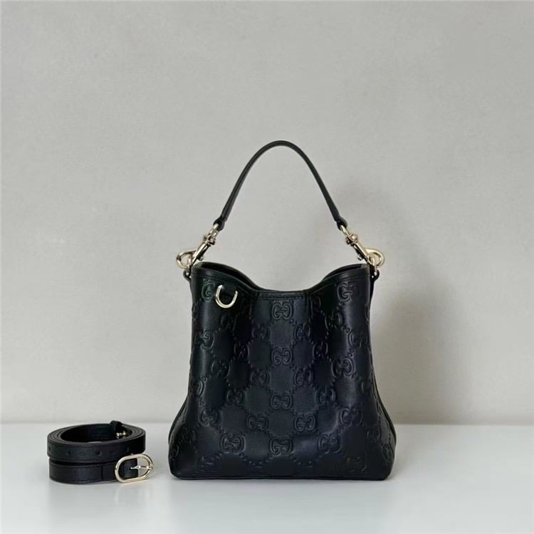 GUCCI GG Emblem Mini Bucket Bag