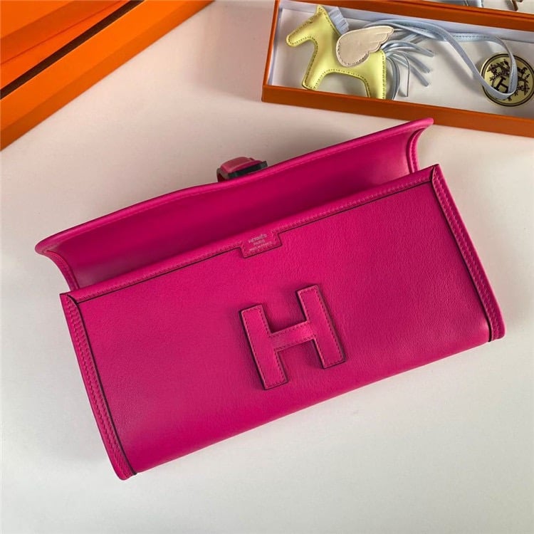 HERMES Jige Elan Epsom Real Leather Handbag