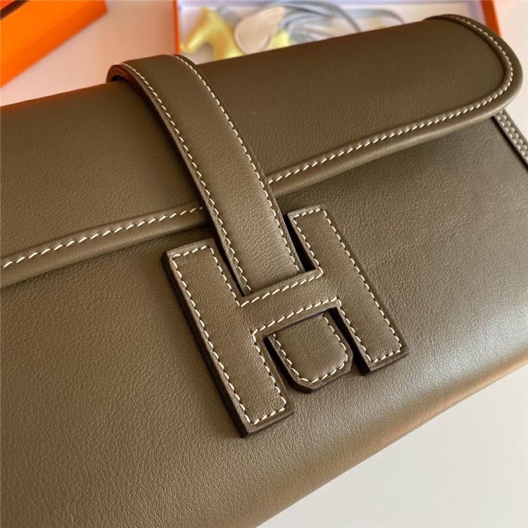 HERMES Jige Elan Epsom Real Leather Handbag