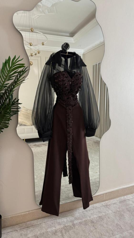 Long-sleeved transparent jumpsuit
