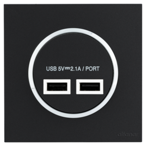 غرناطة - مخرج USB مزدوج 2.1أ أسود ج 7*7