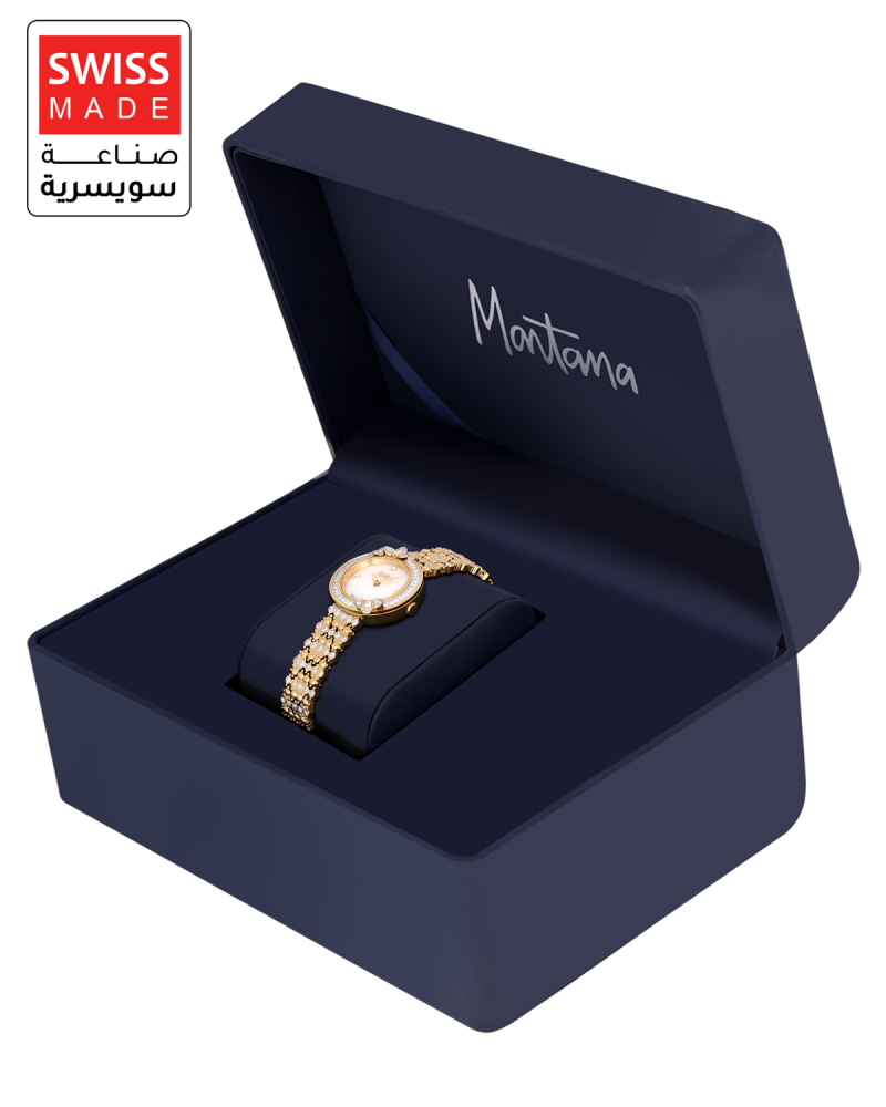 ساعة نسائية صناعة سويسرية ماركة مونتانا ذهبي مينا صدفي M170109L
