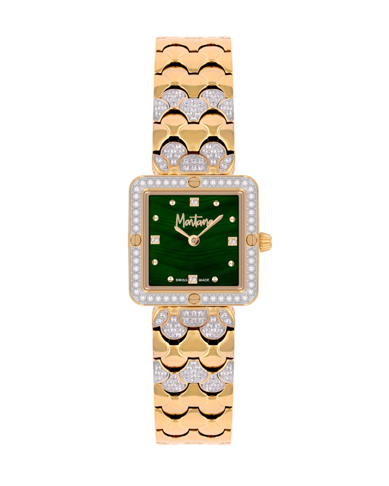 ساعة نسائية ماركة مونتانا ذهبي مينا اخضر M170065L