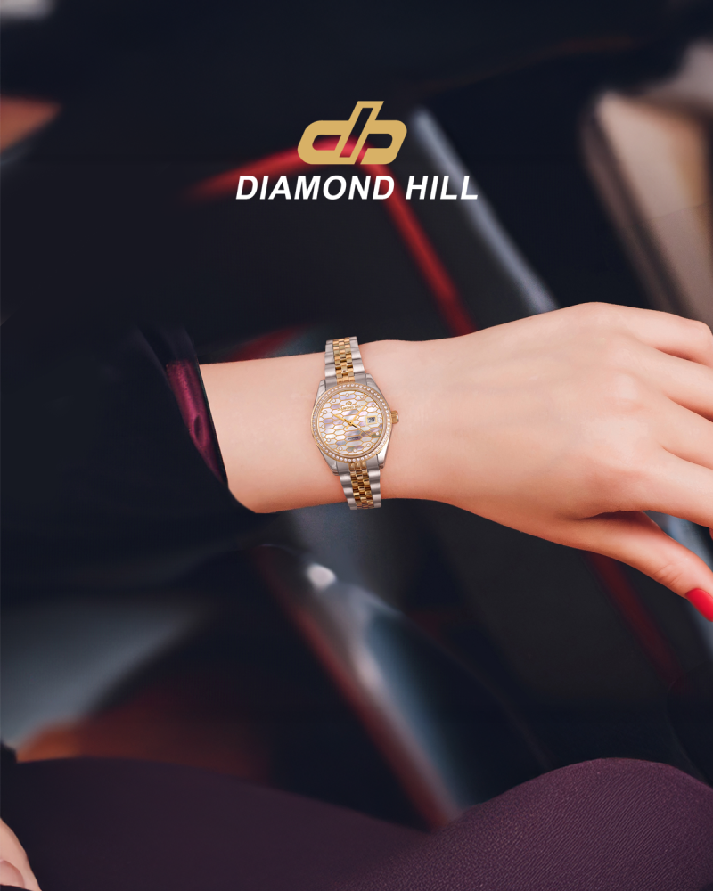 ساعة نسائية ماركة دايموند هيل موديل فضي ذهبي DH-RS015TG