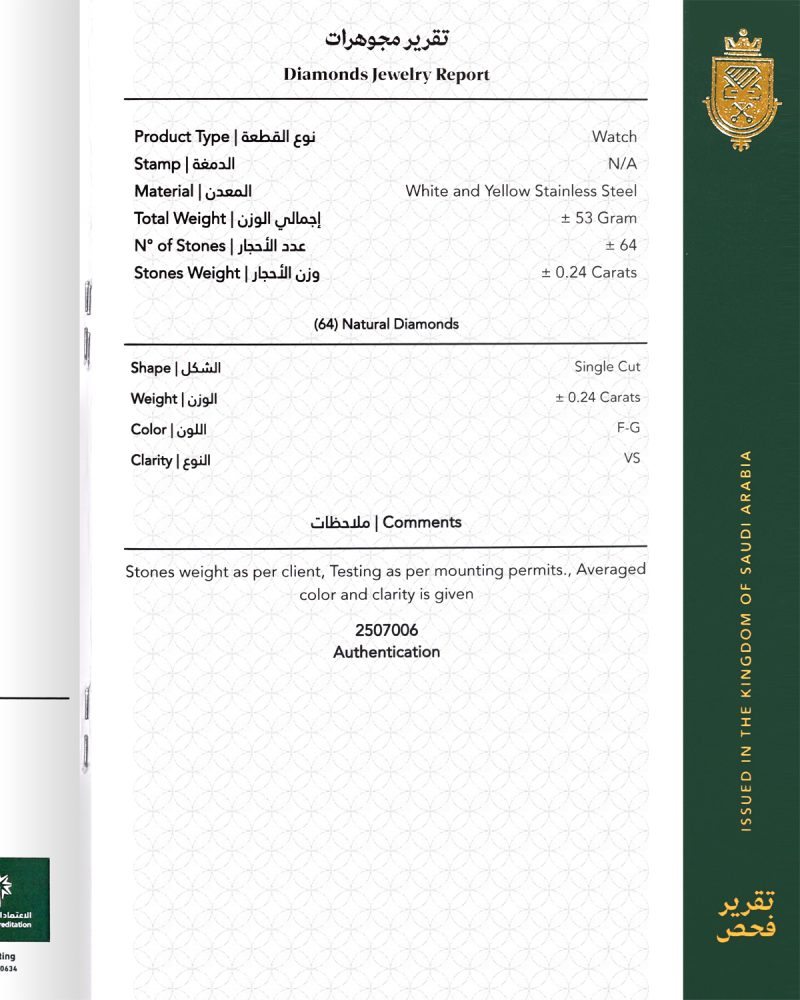 ساعة الماس نسائية ماركة مونتانا ذهبي ميناء ابيض موديل M170048LE