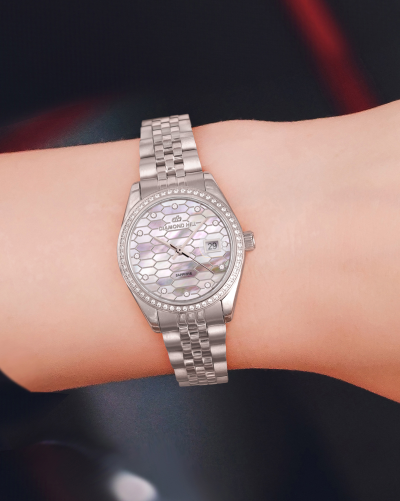 ساعة نسائية ماركة دايموند هيل موديل فضي DH-RS015SS