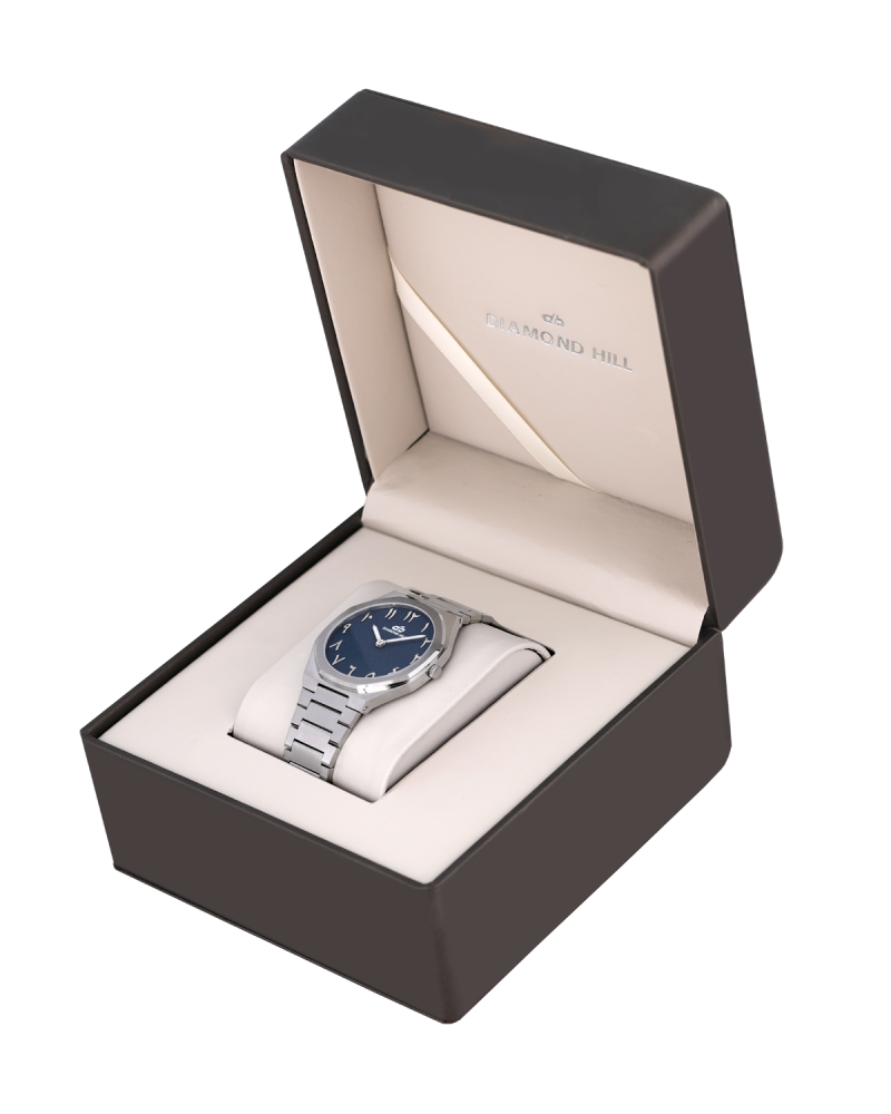 Diamond Hill Men's Watch, Silver, Blue Dial, Model DHSSBL43050M