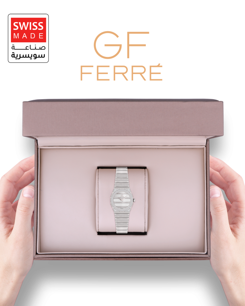 ساعة الماس نسائية صناعة سويسرية ماركة جي اف فيرري فضي GFSS3026