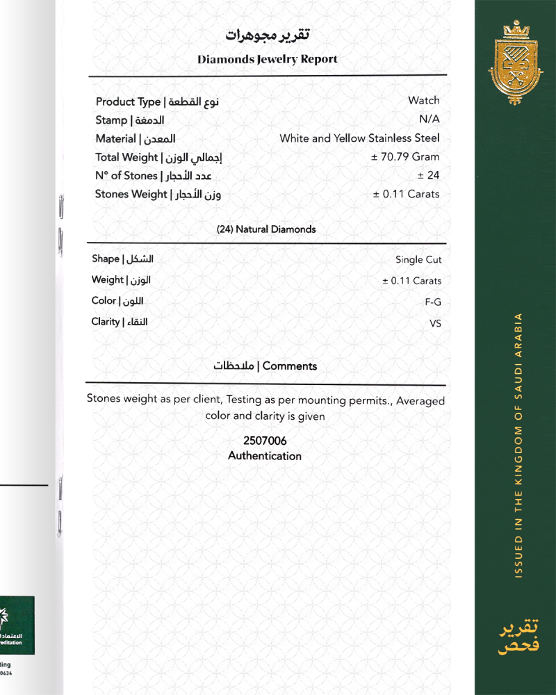 ساعة الماس ماركة مونتانا صناعة سويسرية فضي ذهبي مينا صدفي MNTTGP8115LD