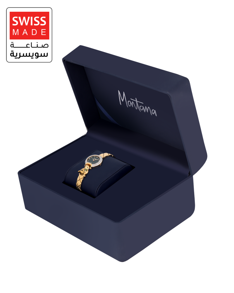 ساعة نسائية صناعة سويسرية ماركة مونتانا ذهبي مينا اخضر موديل M170102L