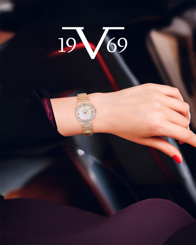 ساعة نسائية  ماركة V19.69 ذهبي مينا صدفي موديل VGPW24100L