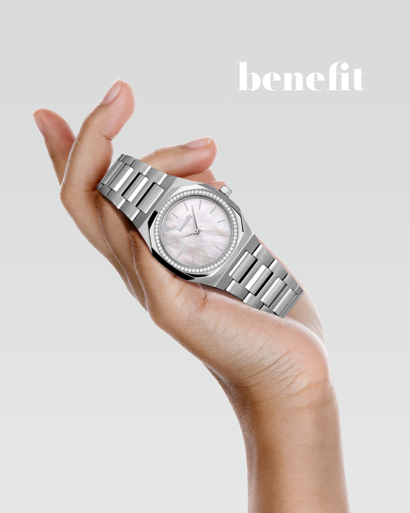 Benefit women's watch, silver, mother-of-pearl dial, model BJ170122L