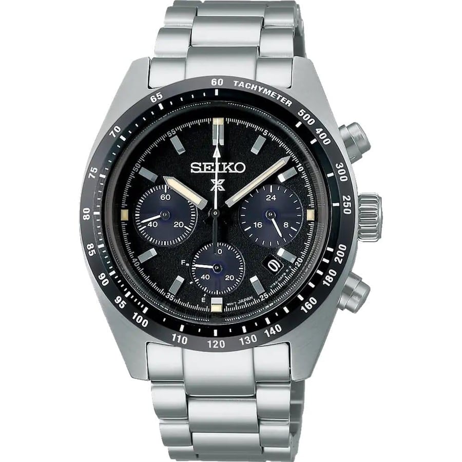 Seiko Five men's sport watch SEIKO Prospex Speedtimer Solar Chronograph Black Dial men's watch SSC819, black, chronograph