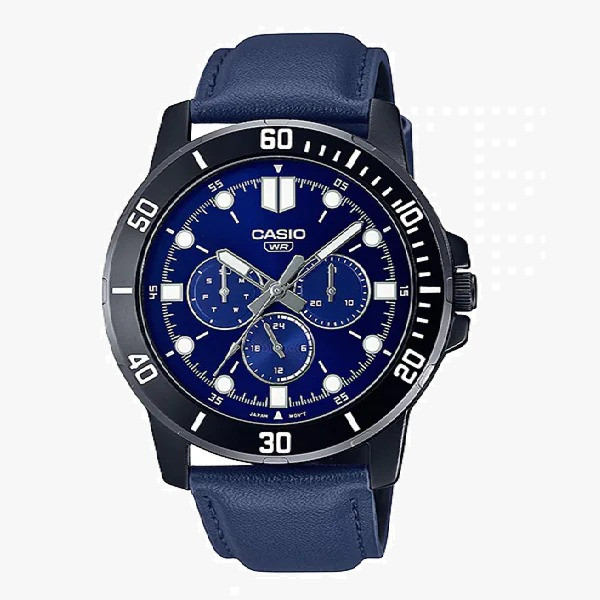 ساعة كاسيو جلد رجالي CASIO Youth Analog Men Watch MTP-VD300BL-2EUDF