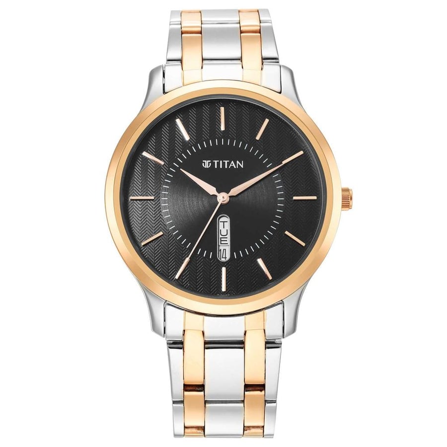 Titan men's steel watch Titan Gents Karishma analog black dial men's watch