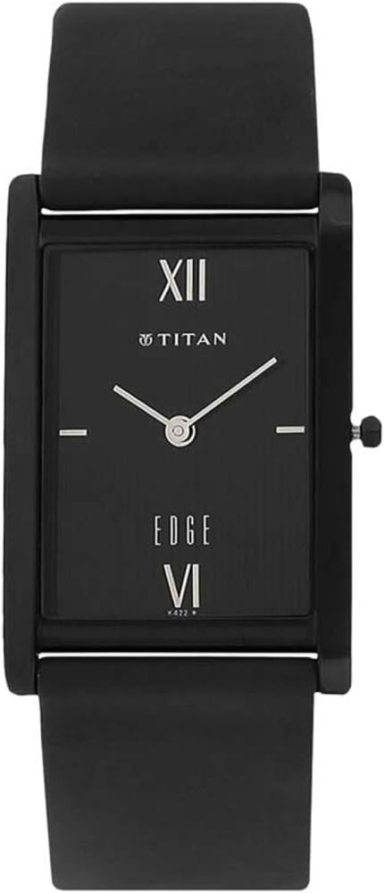ساعة تايتن إيدج رجالية بسوار جلد أسود – Titan Edge
