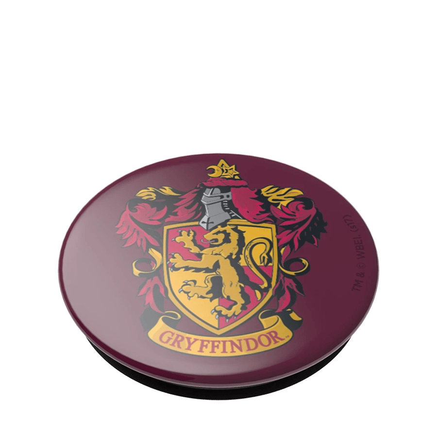 Black phone grip holder with Gryffindor pattern