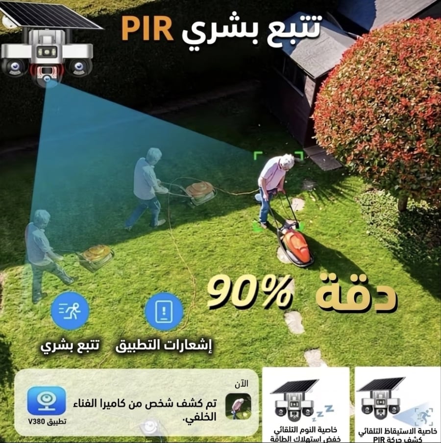 كاميرا الطاقة الشمسية 3 عدسات المطورة