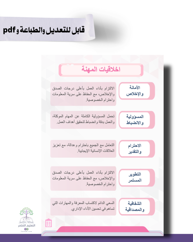 ملف الإنجاز الذكي - الطاقم الإداري - تصميم مكتب - للطباعة