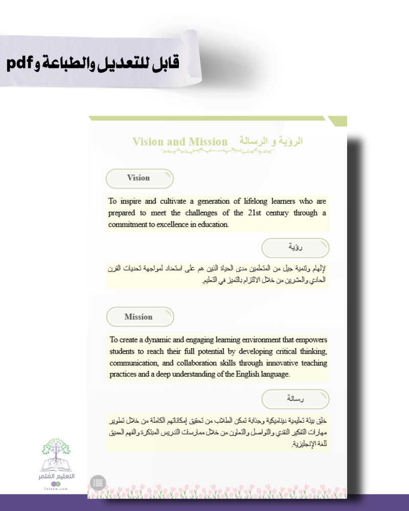 حقيبة  -لغة إنجليزي - التوليب -للطباعة