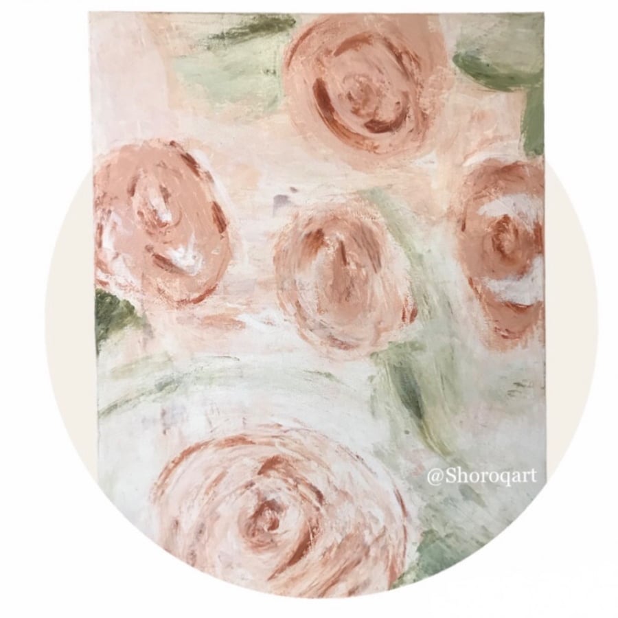 لوحة شابي شيك مورد خوخي كبير 80cm*60cm  3D Shabbychic floral art