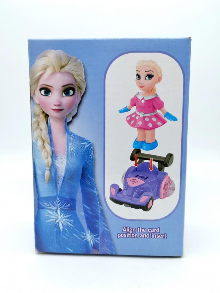 لعبة سيارة استعراضية للاطفال مستوحاة من فروزن 2 (Frozen II) مع دمية اميرة الثلج - سيارة كارت تفاعلية تدور 360 درجة مع اضاءة ملونة وموسيقى، هدية للبنات بعمر 3 سنوات فما فوق