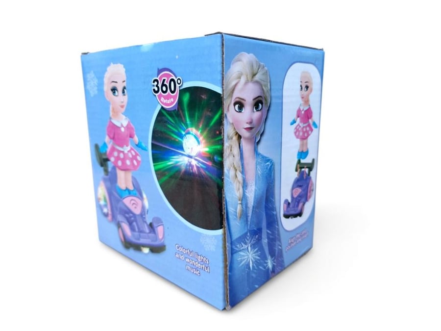 لعبة سيارة استعراضية للاطفال مستوحاة من فروزن 2 (Frozen II) مع دمية اميرة الثلج - سيارة كارت تفاعلية تدور 360 درجة مع اضاءة ملونة وموسيقى، هدية للبنات بعمر 3 سنوات فما فوق
