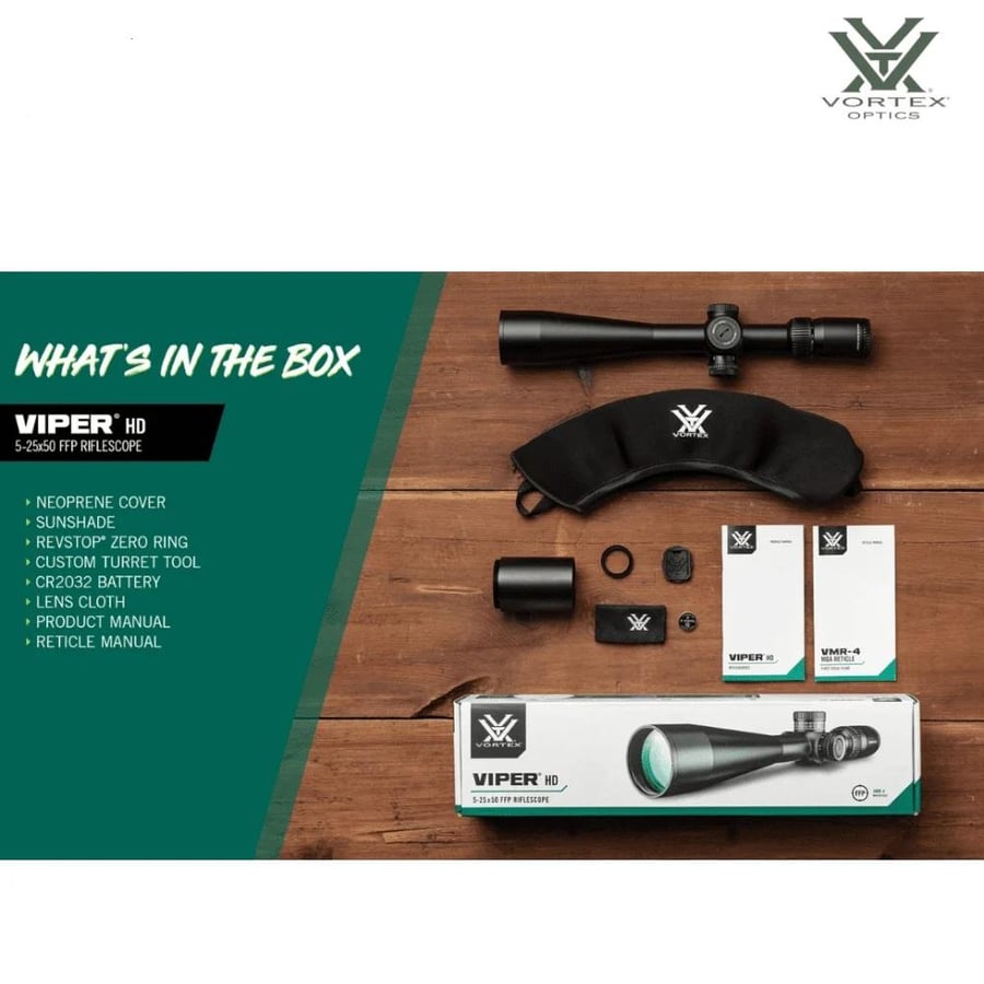 دربيل بندقية فورتكس فايبر Viper® HD 5-25x50 FFP VMR-4 MOA التكتيكي للمسافات البعيدة