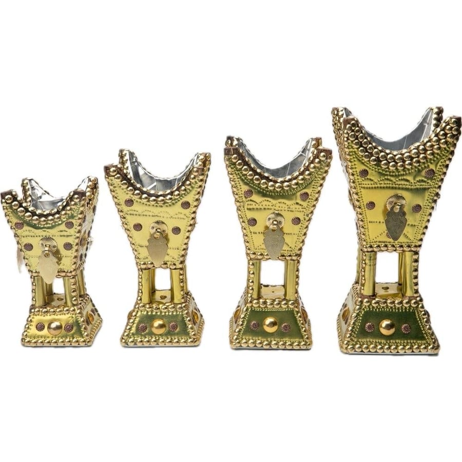 Golden engraved traditional incense burner, medium size, number 3
