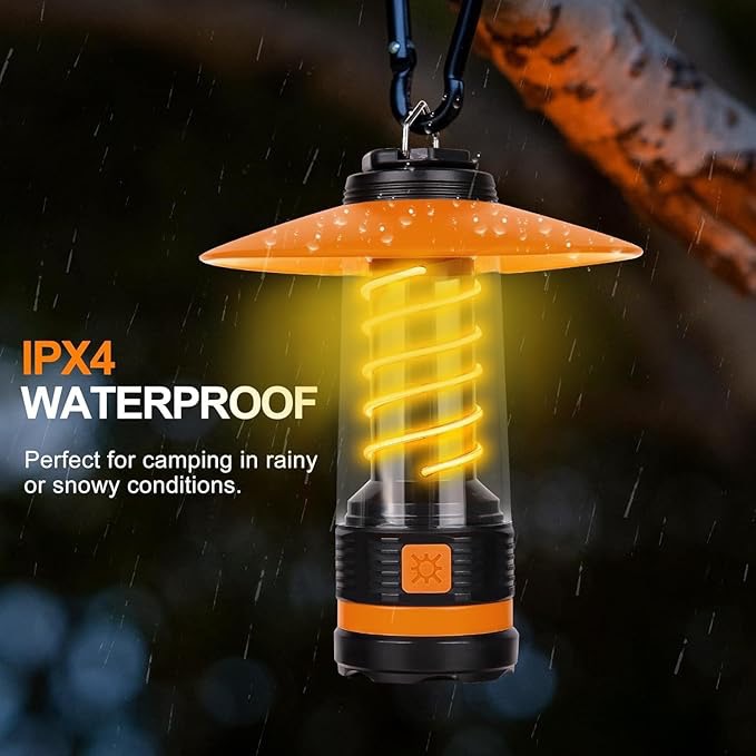 Small LED camping lamp, rechargeable, 3 heating modes, water-resistant for equipment