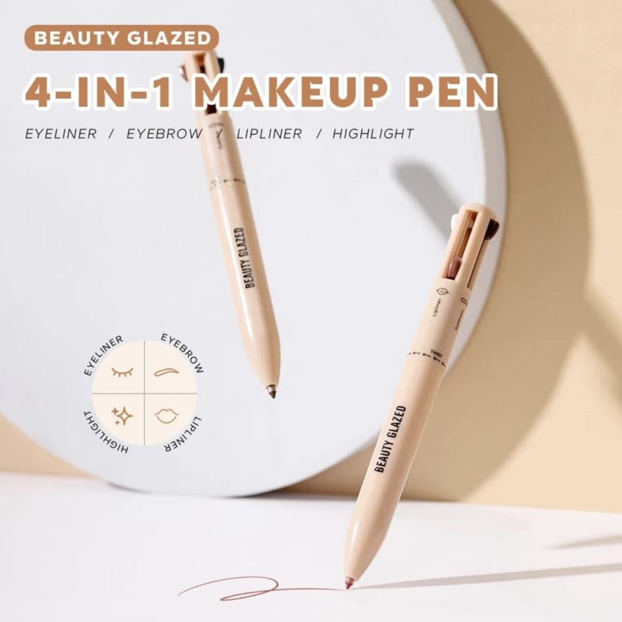 BEAUTY GLAZED - 4 in 1 Makeup Pen  قلم مكياج 4 في 1  هايلايتر / آيلاينر / قلم حواجب / محدد شفاه