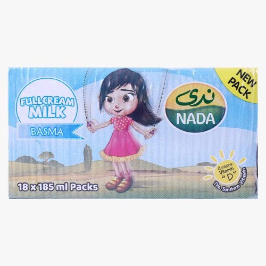 حليب بسمه كامل الدسم ندى 185 مل* 18 حبة