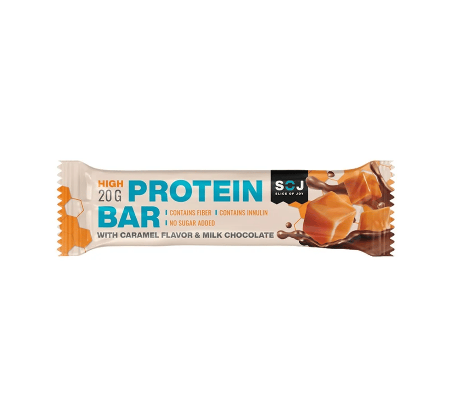 Protein bar with toffee cream, sugar-free milk chocolate, 50 grams of healthy protein