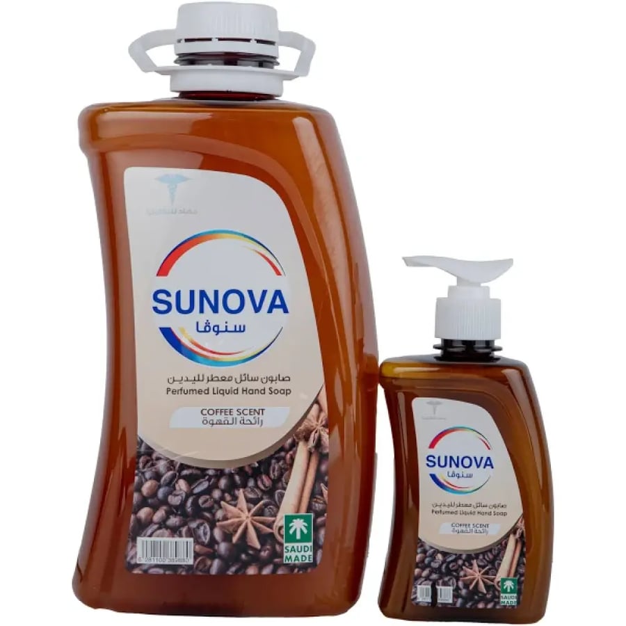 Sunova perfumed hand soap with coffee scent, offer 2.2 liters + 330 ml